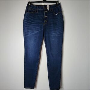 J CREW Women Curvy 10 High-Rise Skinny Button-Fly Jeans Dark Wash Sz 31 Cropped